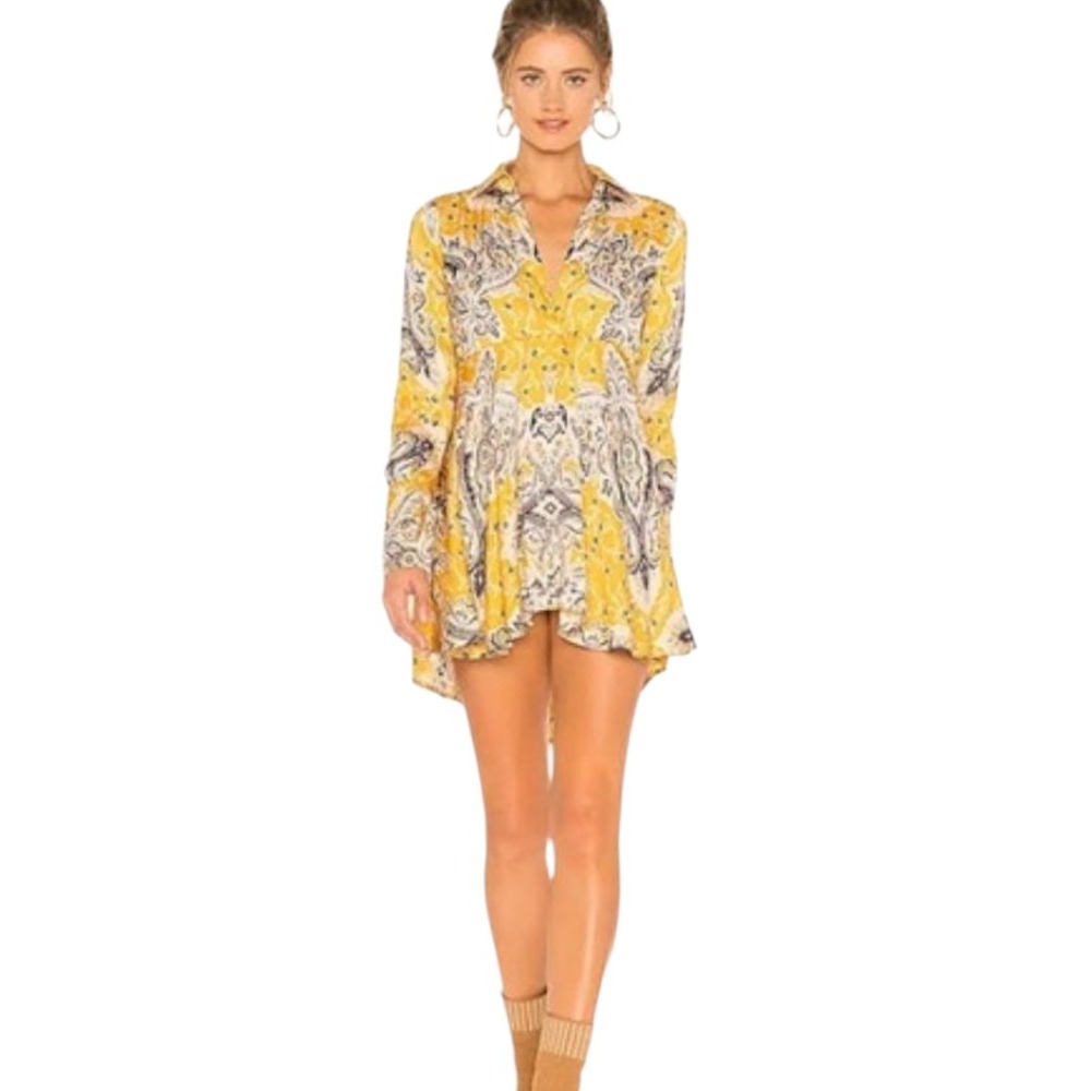 Free People Field Of Butterflies Womens size Small Babydoll Indie Mini Dress